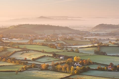 The Somerset Levels, where the mist sits 3ft off the ground - Credit: Getty