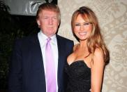 Donald Trump with his wife Melania Knauss. QVC Red Carpet Style Party held at the Four Seasons Hotel. 25 February 2011, Beverly Hills, CA. Photo Credit: Giulio Marcocchi/Sipa Press./QVC2_gm.045/1102261326