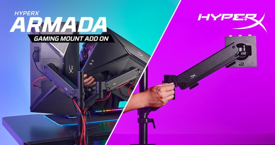 Armada 25吋及27吋的電競螢幕內含電競螢幕本體與一支人體工學支架，主打簡易安裝 圖：HyperX/提供