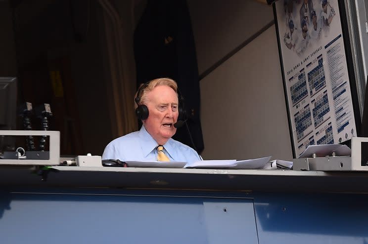 Vin Scully's final game at Dodgers Stadium will be broadcast on MLB Network. (Getty Images/Jayne Kamin-Oncea)