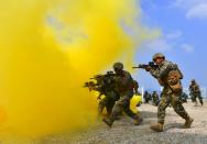 South Korean and US marines take part in an exercise in the western port city of Incheon in September 2016