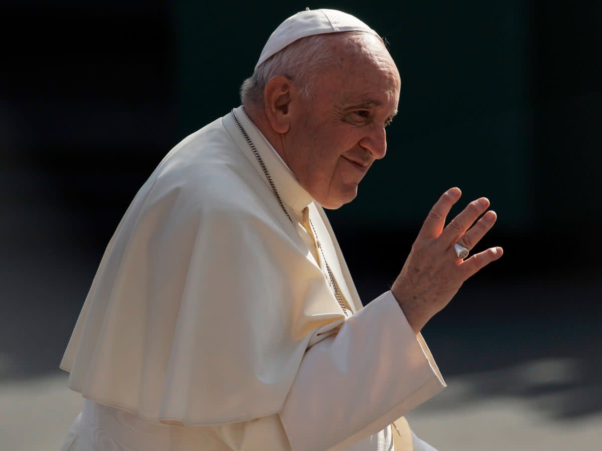 Pope Francis arrives at Commonwealth Stadium to give an open-air mass on July 26, 2022 (Getty Images)