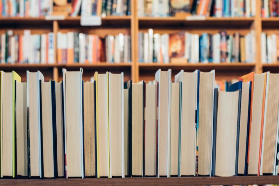 A bookshelf at the Poetry Foundation Library