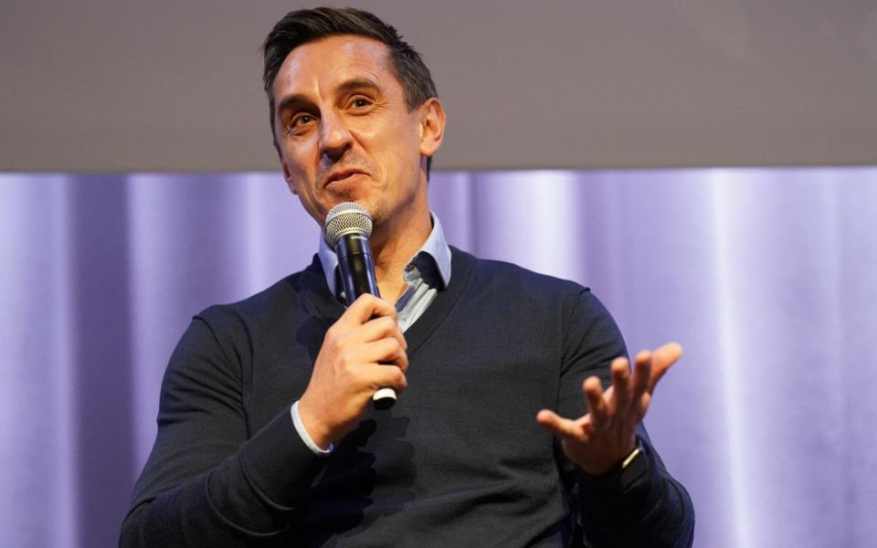 Gary Neville addresses a fringe event at Labour Party conference in Liverpool today  - Stefan Rousseau/PA