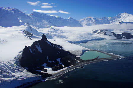 Glaciers are seen in Half Moon Bay, Antarctica, February 18, 2018. REUTERS/Alexandre Meneghini