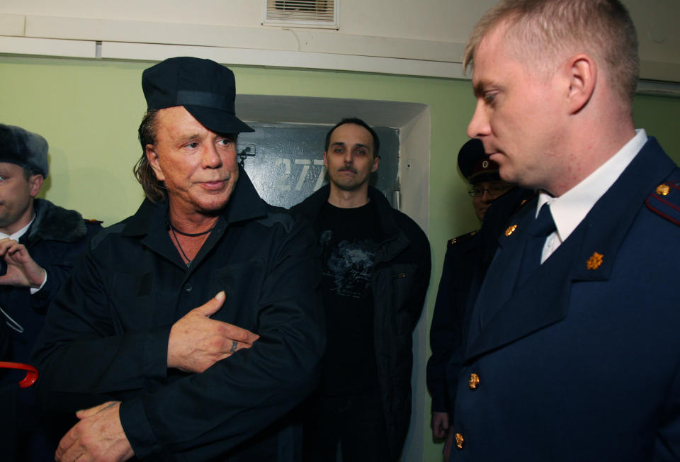 Mickey Rourke on a visit to Russia  in 2009. (Getty Images)