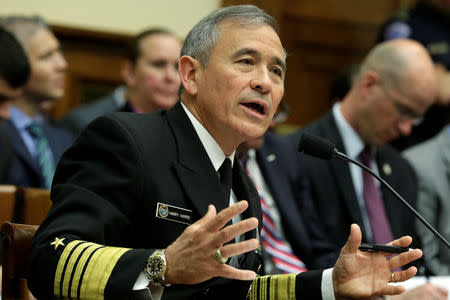 The Commander of the U.S. Pacific Command, Admiral Harry Harris, testifies before a House Armed Services Committee hearing on "Military Assessment of the Security Challenges in the Indo-Asia-Pacific Region" on Capitol Hill in Washington, U.S, April 26, 2017. REUTERS/Yuri Gripas