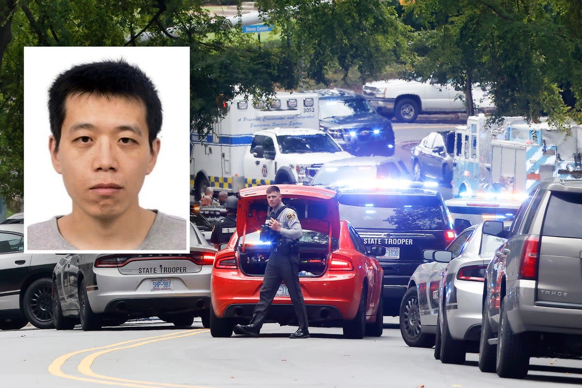 Tailei Qi (inset) is accused of shooting dead faculty member at UNC-Chapel Hills  (AP/UNC Police)