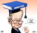 Caricature du 20 mars : Budget 2012... <a href="http://fr-ca.actualites.yahoo.com/un-dernier-budget-visant-l%C3%A9quilibre-budg%C3%A9taire-promet-bachand-222414129.html" data-ylk="slk:Consultez l'article.;elm:context_link;itc:0;sec:content-canvas;outcm:mb_qualified_link;_E:mb_qualified_link;ct:story;" class="link  yahoo-link">Consultez l'article.</a>