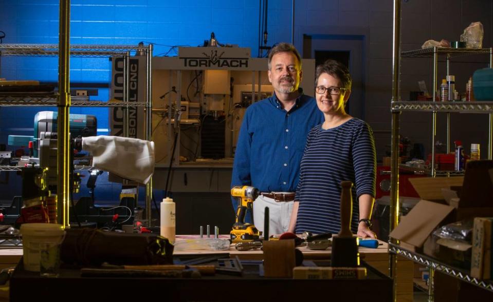 Curt Gridley and Tracy Hoover at their Groover Labs in downtown Wichita in 2021. Travis Heying/File photo