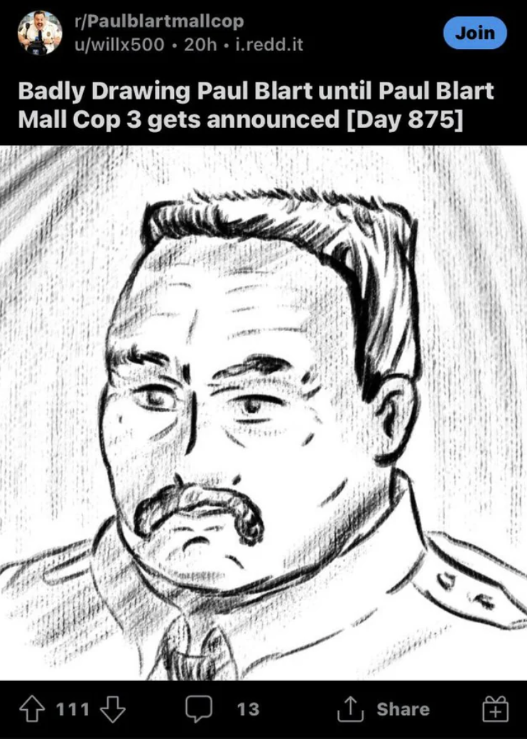 A drawing of Paul Blart