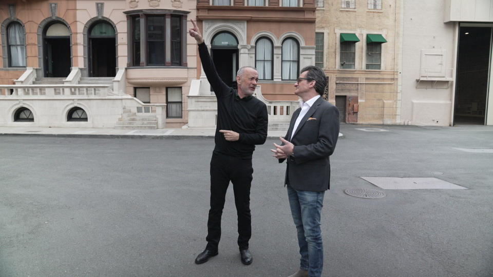 Actor Tom Hanks with Turner Classic Movies host Ben Mankiewicz on the Paramount Studios backlot.  / Credit: CBS News