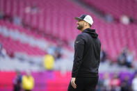 Philadelphia Eagles head coach Nick Sirianni walks the field before the NFL Super Bowl 57 football game between the Kansas City Chiefs and the Philadelphia Eagles, Sunday, Feb. 12, 2023, in Glendale, Ariz. (AP Photo/Matt Slocum)