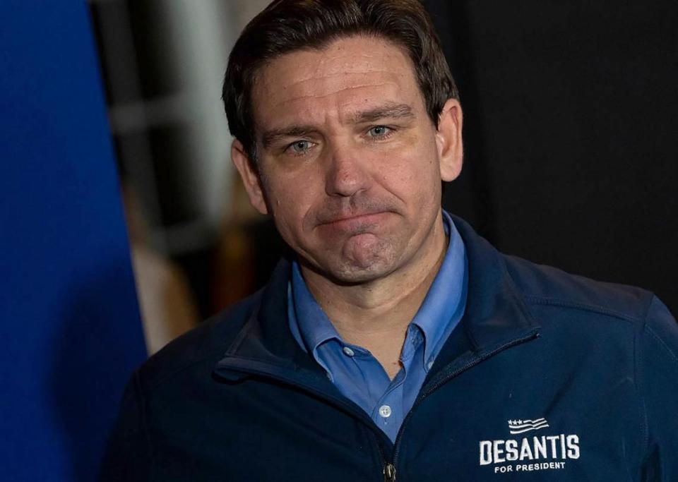 PHOTO: Florida Gov. Ron DeSantis after a town hall on Jan. 17, 2024, in Derry, New Hampshire. (Matias J. Ocner/Miami Herald/Tribune News Service via Getty Images)