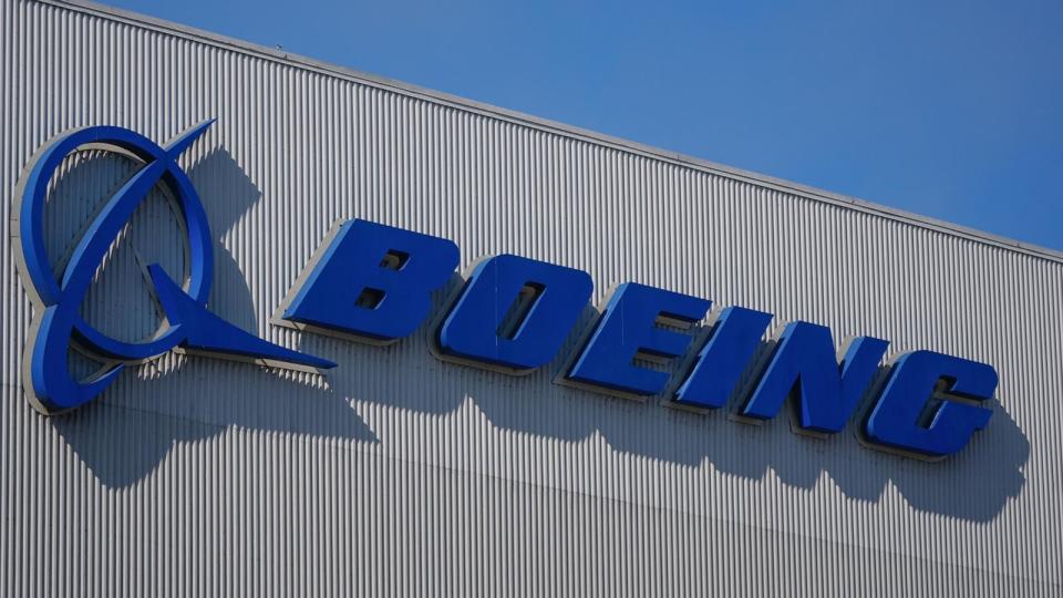 PHOTO: The Boeing logo is displayed at the company's plant, Tuesday, Sept. 24, 2024, in Renton, Wash. (Lindsey Wasson/AP)