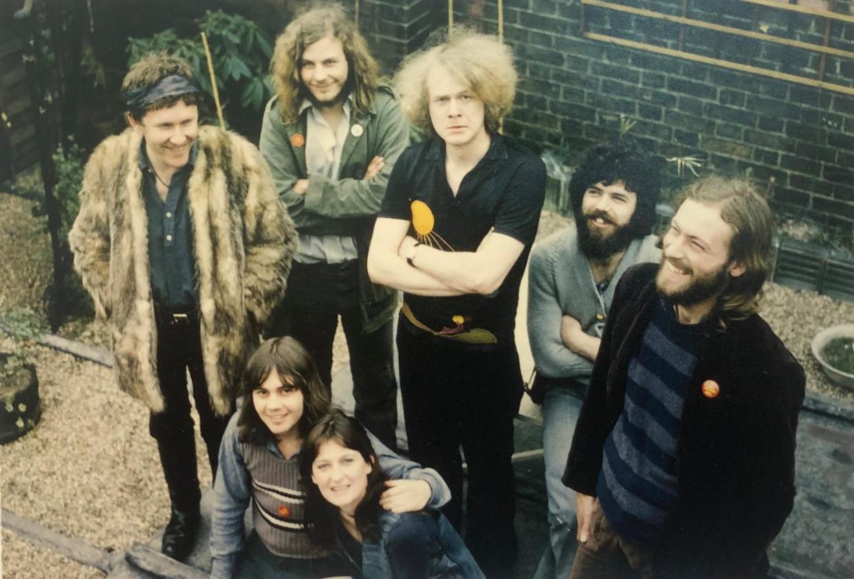 <span>‘Radical hippies’ … Everyone Involved; top row, two friends of the band plus James Asher, Michael Klein and Richard Lanchester; bottom row: Nigel Stewart, Gillian Bartlam.</span><span>Photograph: Courtesy of Michael Klein</span>