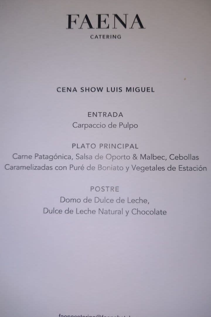 El menú de la gala de Luis Miguel en La Rural