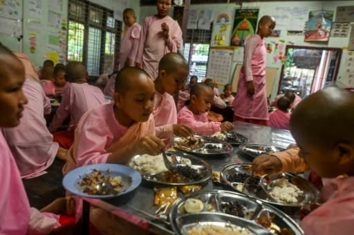 In keeping with Buddhist traditions, both nuns and monks refrain from eating from midday until breakfast the following morning