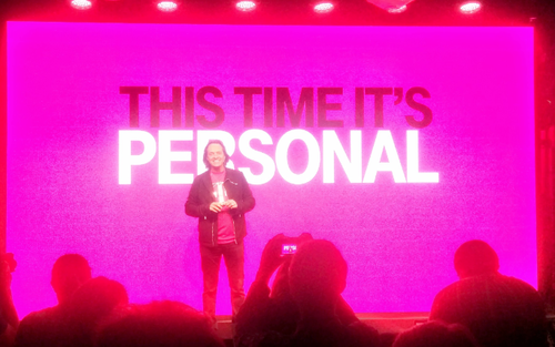 John Legere onstage at T-Mobile's Uncarrier 7.0 event