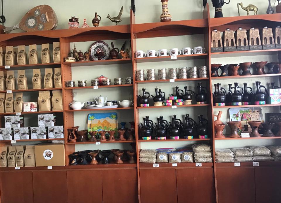 A.T. Oasis Coffee & Tea shop was listed as no. 11 on Yelp's top coffee shops in the US and Canada list. The shop roasts its imported Ethiopian coffee in house.