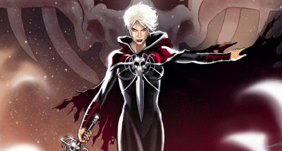 Phyla-Vell holding the Oblivion Sword, in her new identity as Martyr. 