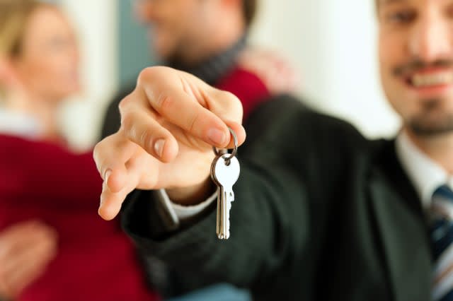 young couple buying or renting...