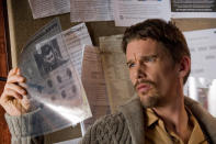 <a href="http://movies.yahoo.com/movie/contributor/1800021968" data-ylk="slk:Ethan Hawke;elm:context_link;itc:0;sec:content-canvas" class="link ">Ethan Hawke</a> in Summit Entertainment's <a href="http://movies.yahoo.com/movie/1810227250/info" data-ylk="slk:Sinister;elm:context_link;itc:0;sec:content-canvas" class="link ">Sinister</a> - 2012