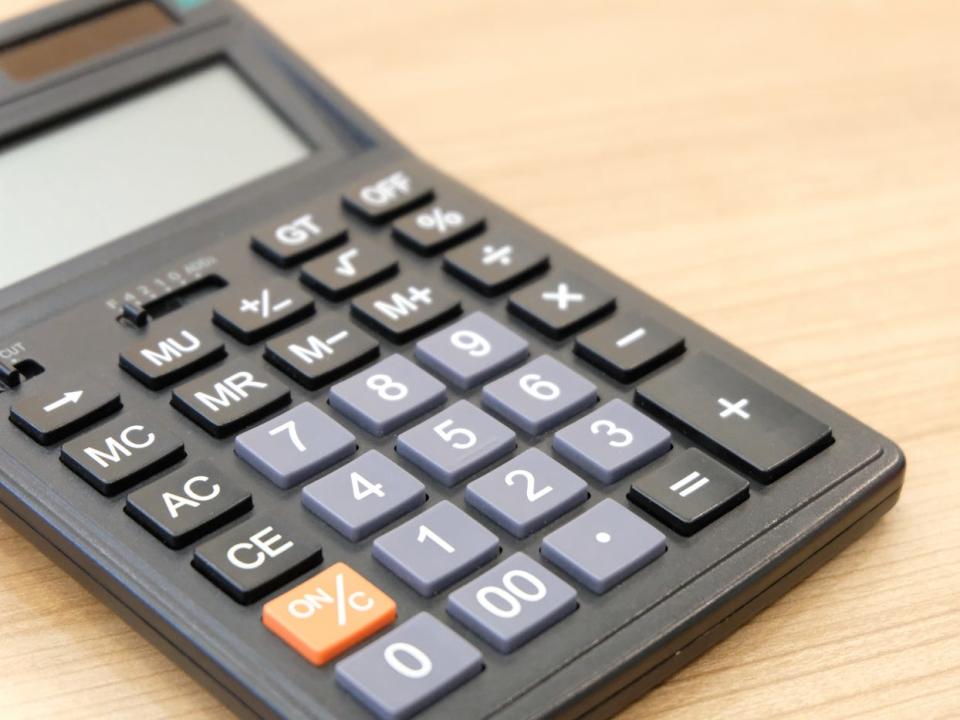 Hand held calculator.