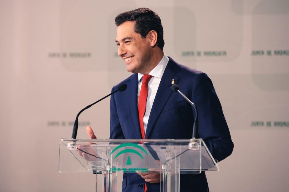 El presidente de la Junta de Andalucía, Juan Manuel Moreno, que anunció recientemente que suprimirá el impuesto de patrimonio en Andalucía. <a href="https://www.shutterstock.com/es/image-photo/juan-manuel-moreno-bonilla-andalucias-regional-1604917084" rel="nofollow noopener" target="_blank" data-ylk="slk:Shutterstock / danielmarin;elm:context_link;itc:0;sec:content-canvas" class="link ">Shutterstock / danielmarin</a>