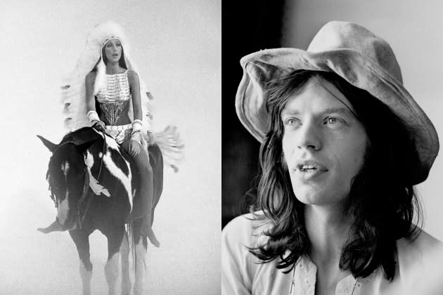 Cher and Mick Jagger, circa 1970s.  - Credit: CBS/Getty Images; Chris Walter/WireImage