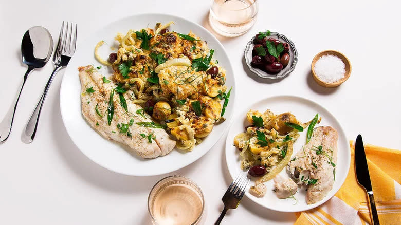 Plate of snapper, potatoes, and fennel 