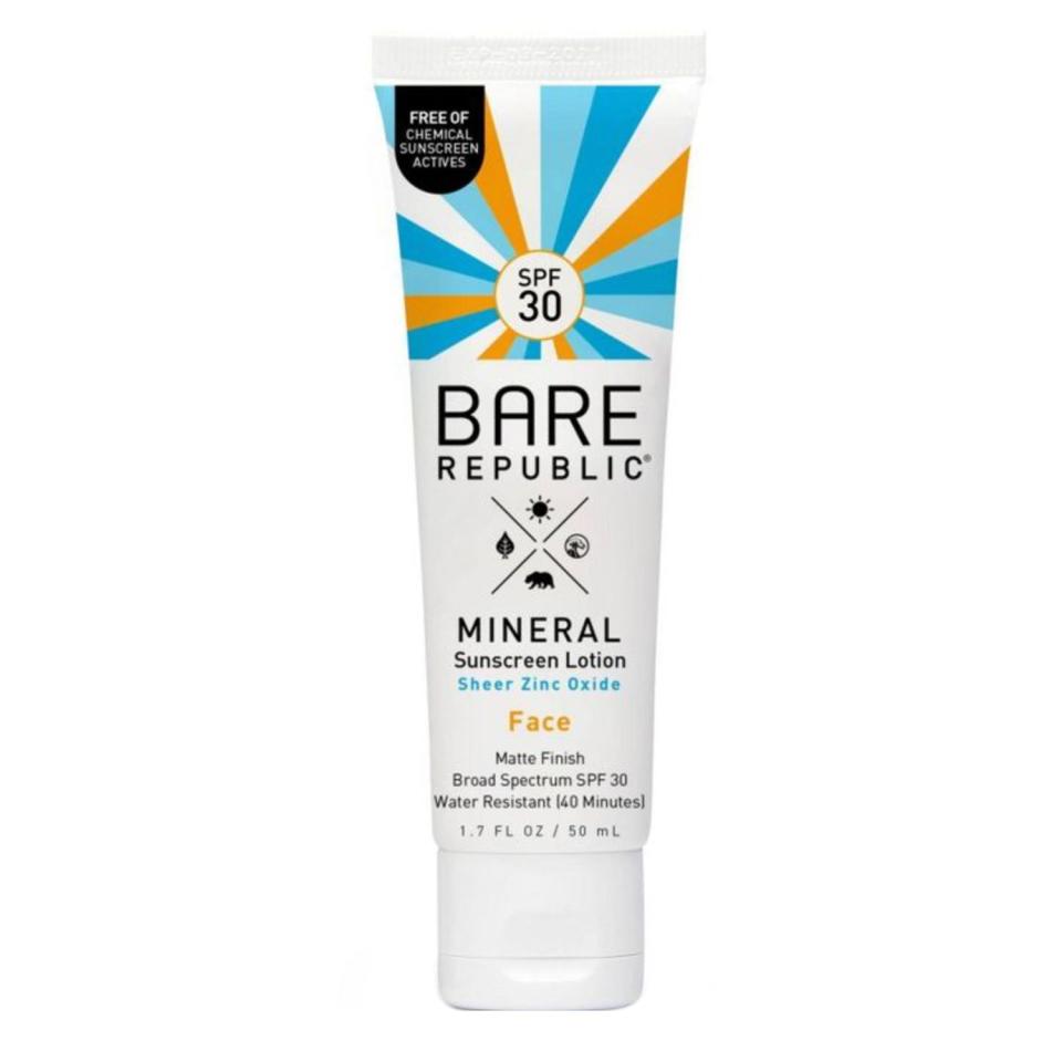 <p><a href="https://go.redirectingat.com?id=74968X1596630&url=https%3A%2F%2Fwww.target.com%2Fp%2Fbare-republic-mineral-sunscreen-face-lotion-spf-30-1-7oz%2F-%2FA-16576945&sref=https%3A%2F%2Fwww.bestproducts.com%2Fbeauty%2Fg27702608%2Ftop-mineral-sunscreen-brands%2F" rel="nofollow noopener" target="_blank" data-ylk="slk:Shop Now;elm:context_link;itc:0;sec:content-canvas" class="link ">Shop Now</a></p><p>Mineral Face Sunscreen Lotion SPF 30</p><p>$18.99</p><p>target.com</p>