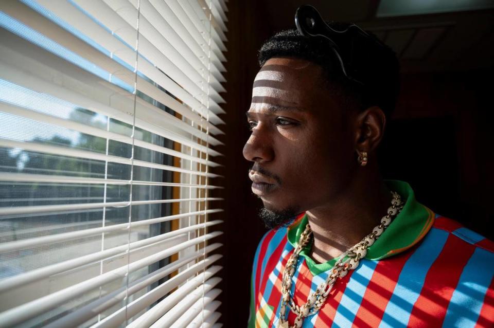 Rapper Joey Badass gets ready to perform on the first day of the Sol Blume R&B festival on Saturday.