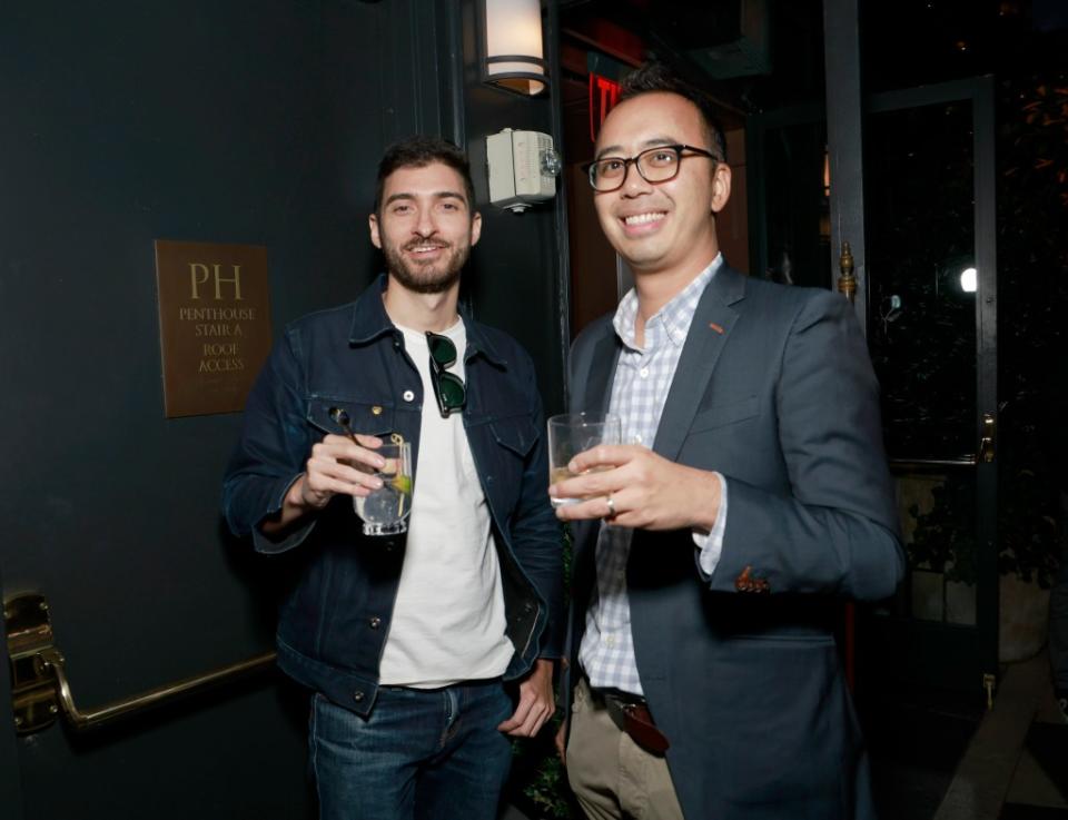 NEW YORK, NEW YORK - OCTOBER 17: Kevin Villatoro and Lawrence Chen attend Variety x Canva Happy Hour Celebrating New Leaders In Marketing & Advertising at The Ned Nomad on October 17, 2023 in New York City. (Photo by Jason Mendez/Getty Images)