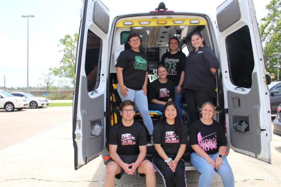 These Terrebonne Parish graduating seniors completed a course that gave them national EMT certifications. Top, from left are Lexie LeBoeuf, Alyssa Bourg, Kaitlyn Lapeyrouse and Raleigh Lapeyrouse. Bottom, from left, are Andrew Nettleton, Truc Tran and Julie Dupre.