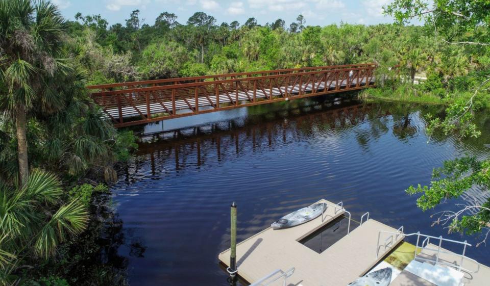 This bridge over Deer Prairie Creek is part of the North Port Connector to the Legacy Trail. It is near an accessible canoe and kayak launch.