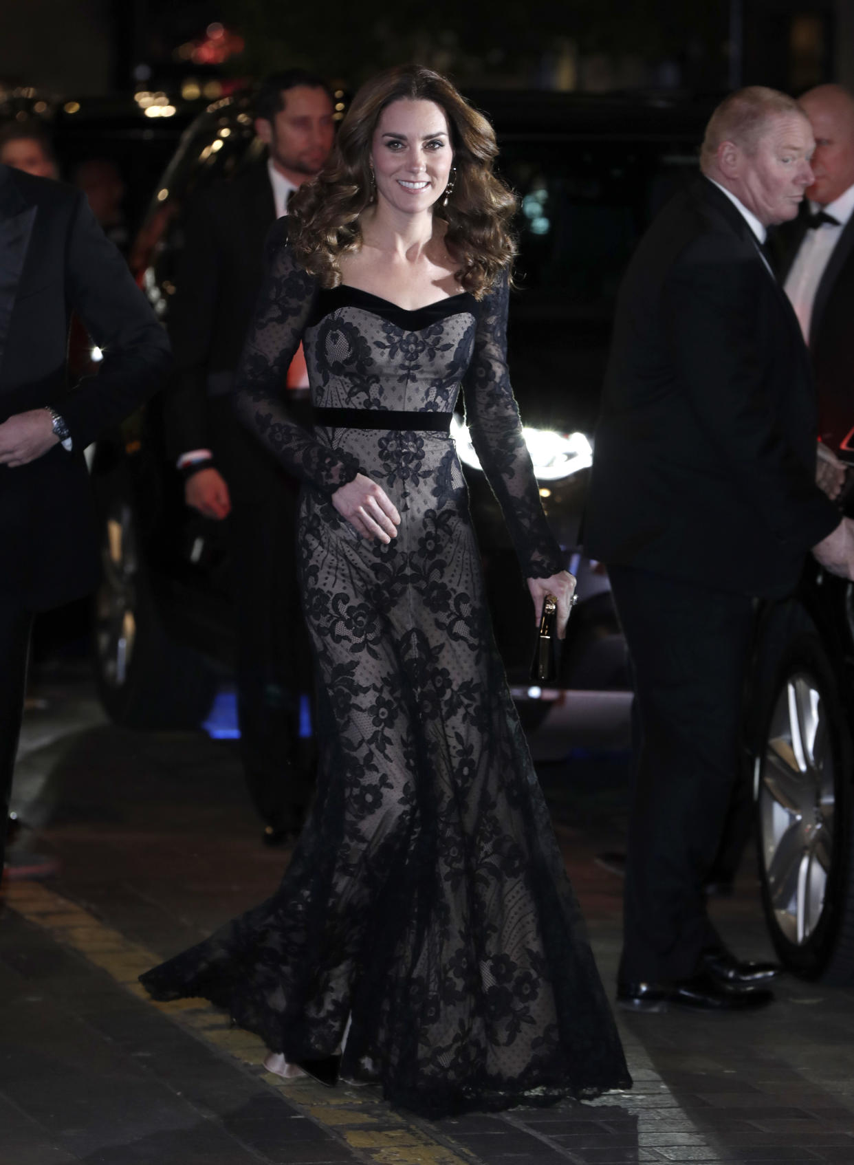 The Duchess of Cambridge stunned in a McQueen dress at the Royal Variety Performance. [Photo: Getty]