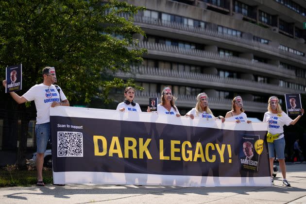 Protesters demonstrate against Israeli Prime Minister Benjamin Netanyahu's arrival in Washington, D.C., near The Watergate Hotel on July 23, 2024.