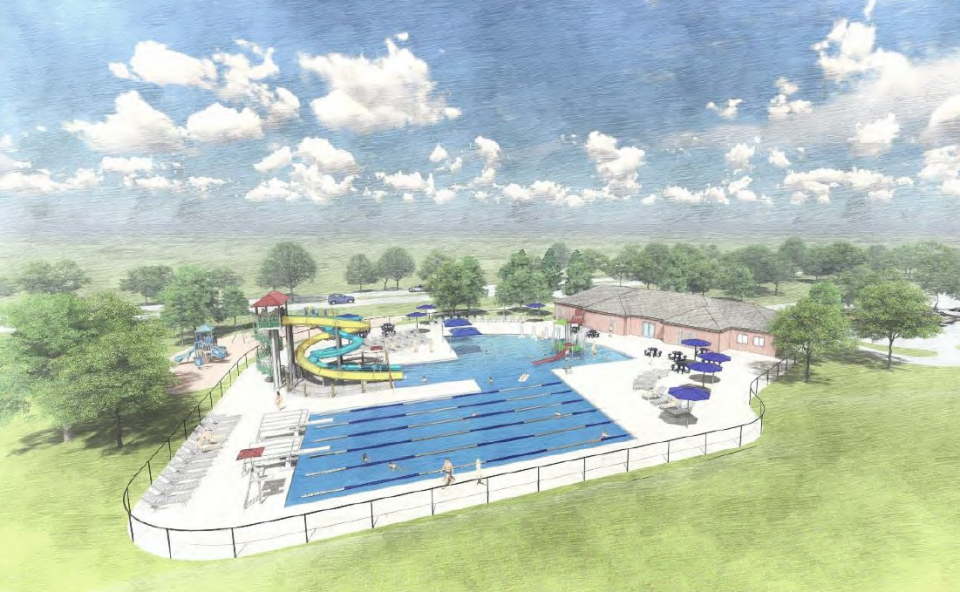 This rendering shows a new 7,500-square-foot pool at the existing Fox Point Pool site. The project is estimated to cost $4.7 million.