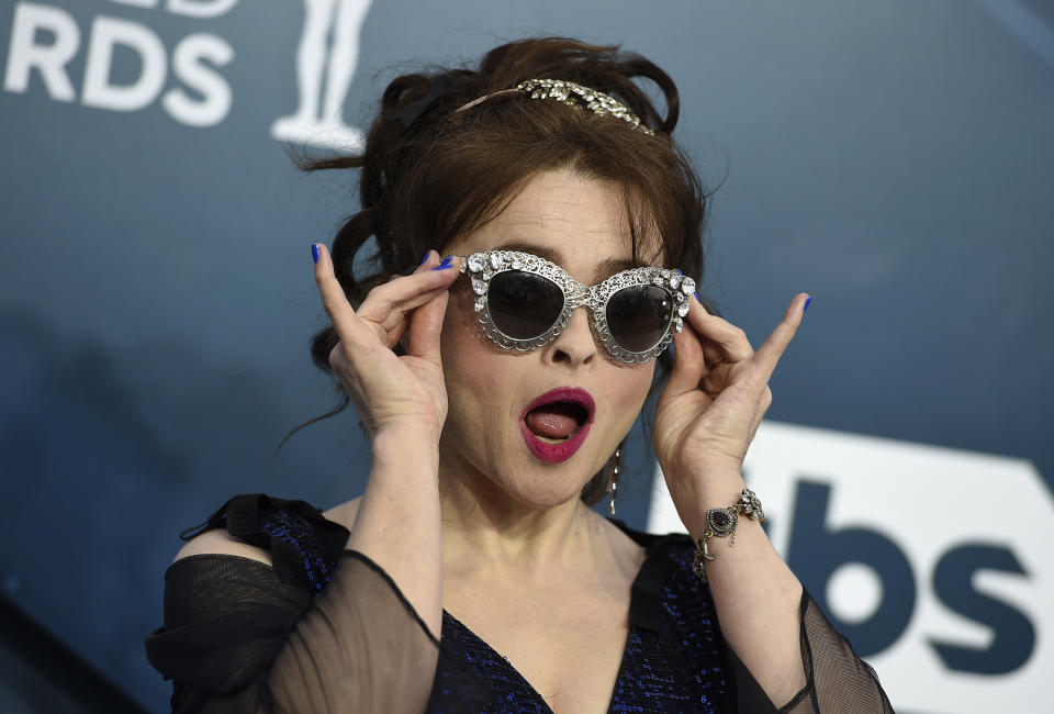 FILE - Helena Bonham Carter arrives at the 26th annual Screen Actors Guild Awards on Jan. 19, 2020, in Los Angeles. Bonham Carter turns 57 on May 26. (Photo by Jordan Strauss/Invision/AP, File)