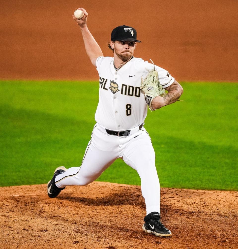 UCF Knights relief pitcher Chase Centala had six saves as of Sunday, which ranked first in the Big 12 and among the top 10 in NCAA Division I.