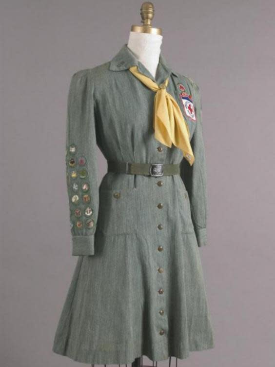 Sylvia Plath’s girl scouts uniform complete with writing badges is housed in the collection (Smith College)