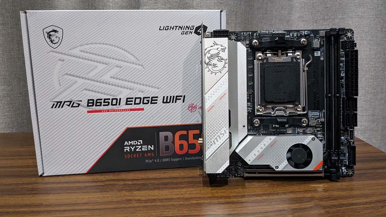  MSI MPG B650I Edge WiFI board and box. 