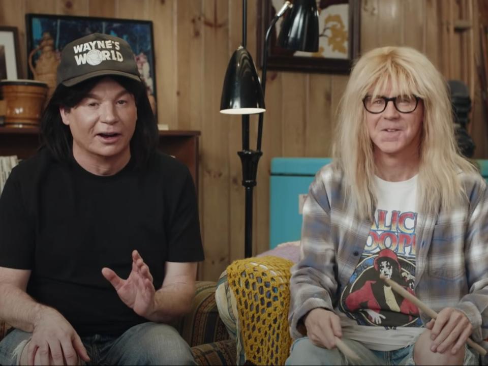 Mike Myers y Dana Carvey regresan como sus personajes de Wayne's World en un anuncio del Super Bowl (YouTube/Uber Eats)