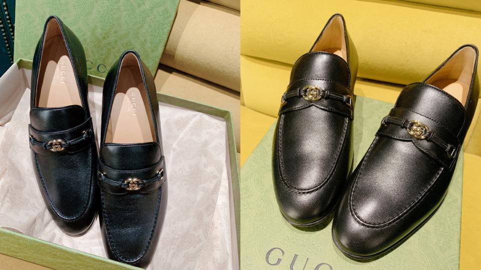 精品樂福鞋推薦：GUCCI INTERLOCKING G樂福鞋，NT$32,000。這款GUCCI的樂福鞋以滑面黑色皮革製成，結合經典輪廓搭配傳統細節與精細元素圖片來源：編輯拍攝