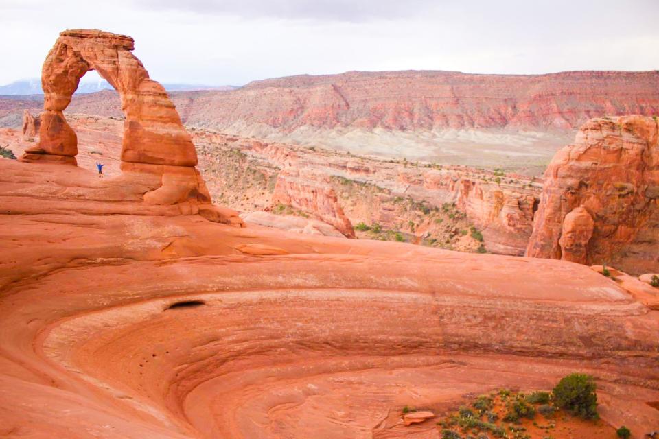 Arches National Park is 5 miles north of the western town of Moab in southeastern Utah. According to AAA Travel, over 1.5 million visitors are estimated to visit the park this summer season. The brittle arches remain frail. Be responsible travelers, and "leave only footprints."