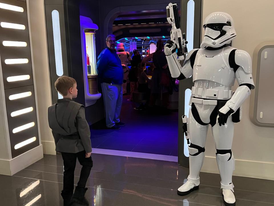 Brooke McDonald's son and storm trooper on galactic starcruiser