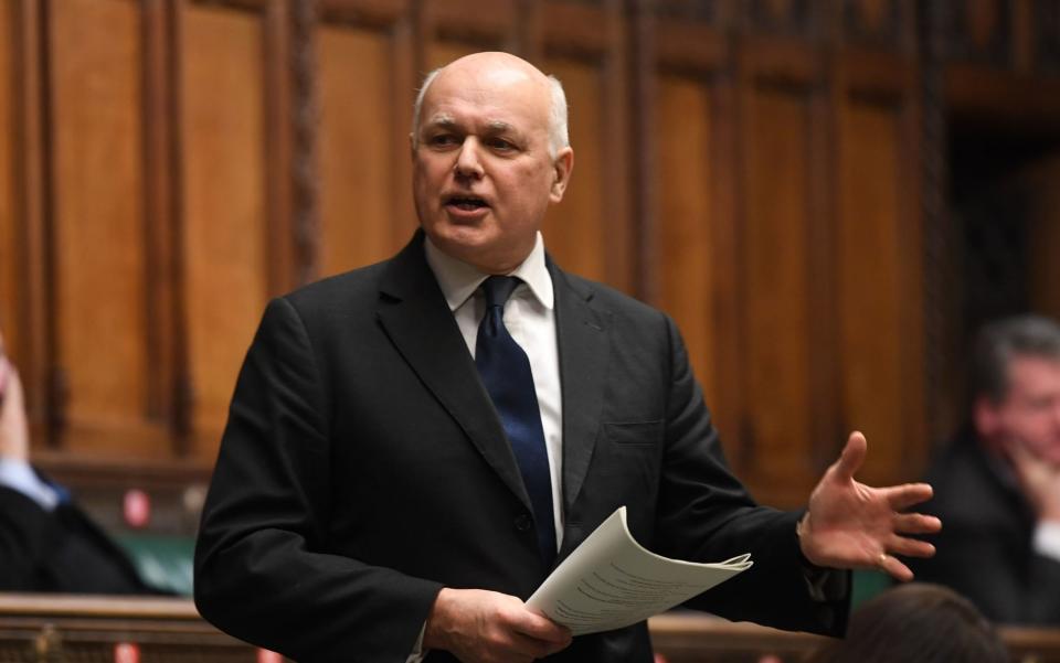 Handout photo issued by UK Parliament of Iain Duncan Smith during the debate in the House of Commons on the EU (Future Relationship) Bill. PA Photo. Picture date: Wednesday December 30, 2020. See PA story POLITICS Brexit. Photo credit should read: UK Parliament/Jessica Taylor/PA Wire NOTE TO EDITORS: This handout photo may only be used in for editorial reporting purposes for the contemporaneous illustration of events, things or the people in the image or facts mentioned in the caption. Reuse of the picture may require further permission from the copyright holder. - UK Parliament/Jessica Taylor/PA