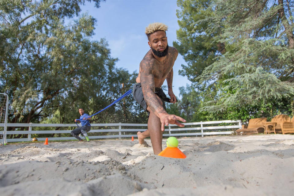 Odell Beckham Jr. training for the NFL season.