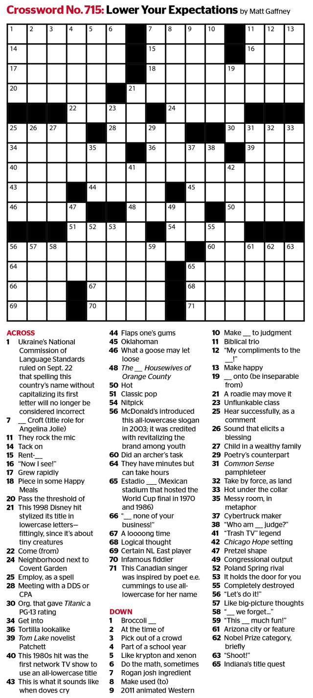 Crossword, Oct. 13, Puzzles